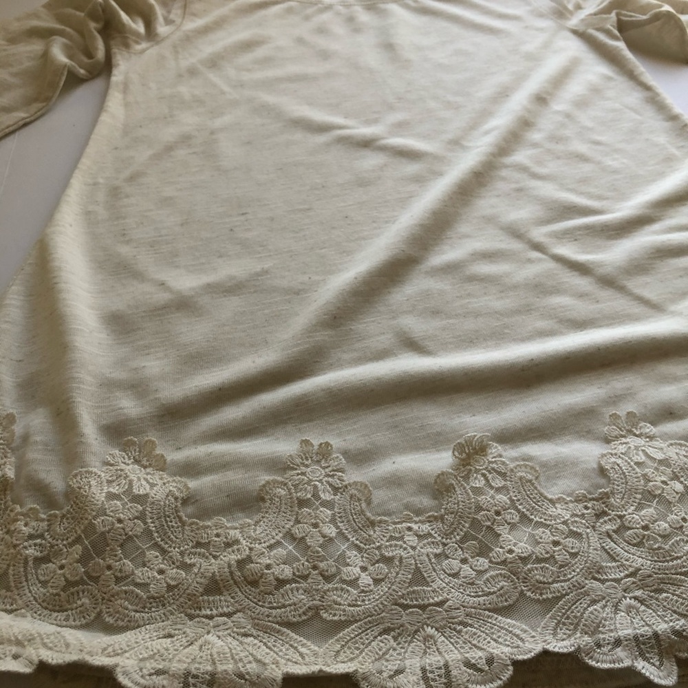 Long Sleeved Boho Blouse with Lace XS Cream